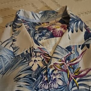 Tommy Bahama Tropical Floral Button Down Shirt - Blue and Purple